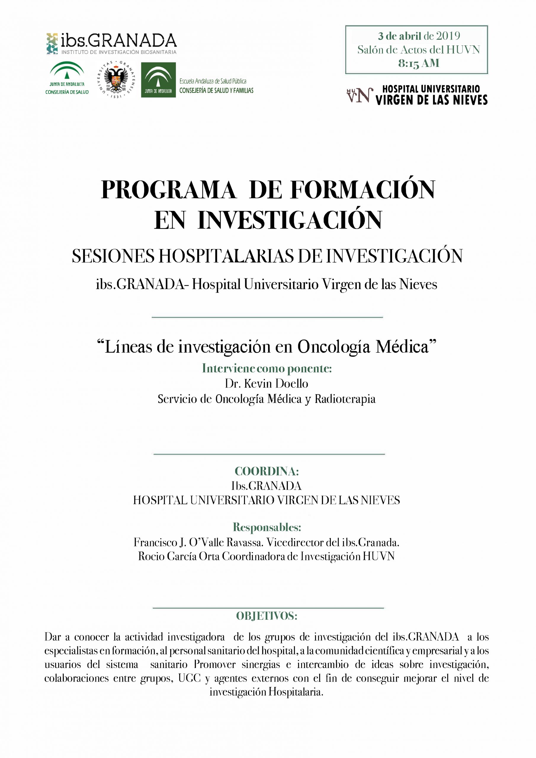 Sesión Hospitalaria: "Líneas de investigación en Oncología Médica"