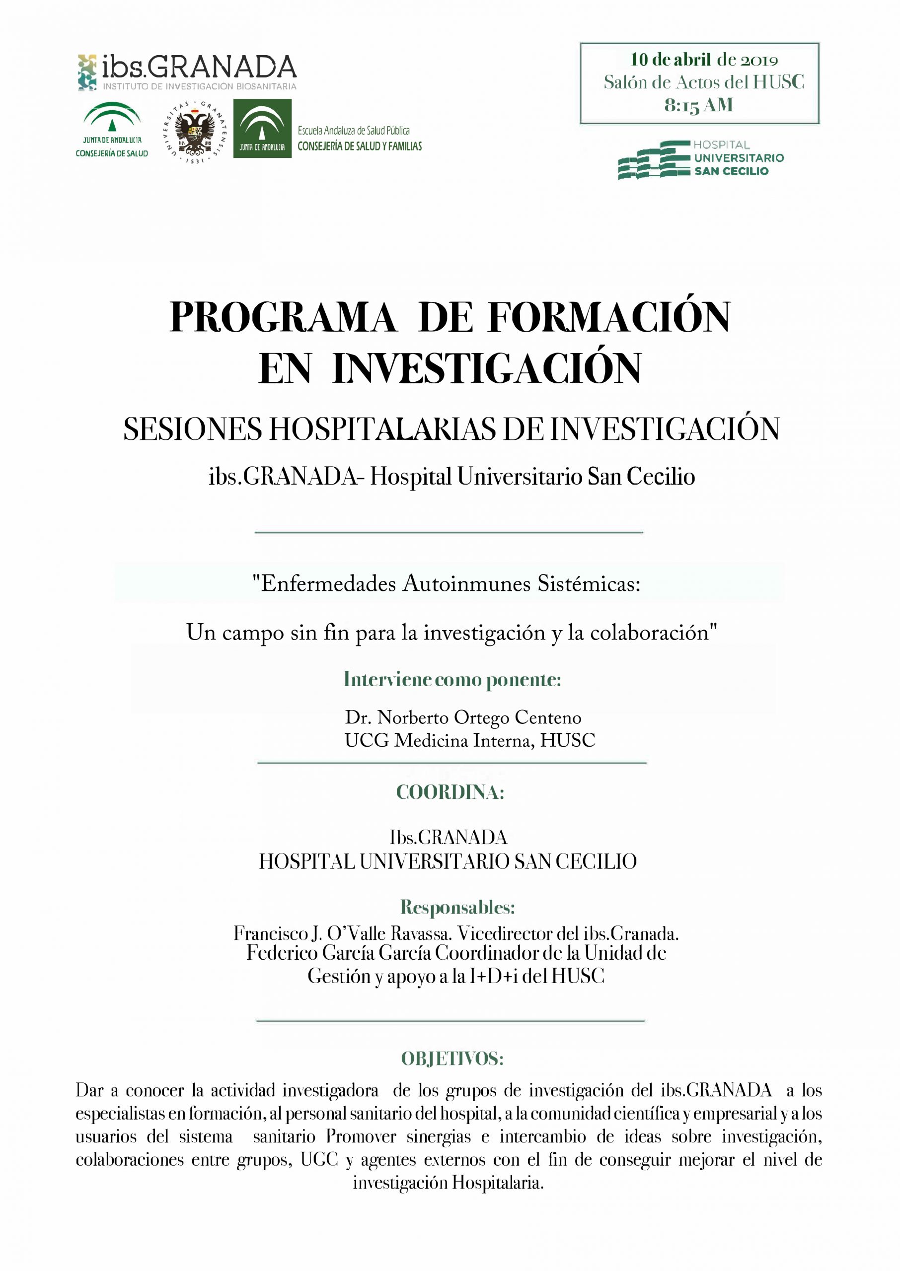 Sesión Hospitalaria: Enfermedades Autoinmunes Sistémicas: Un campo sin fin para la investigación y la colaboración