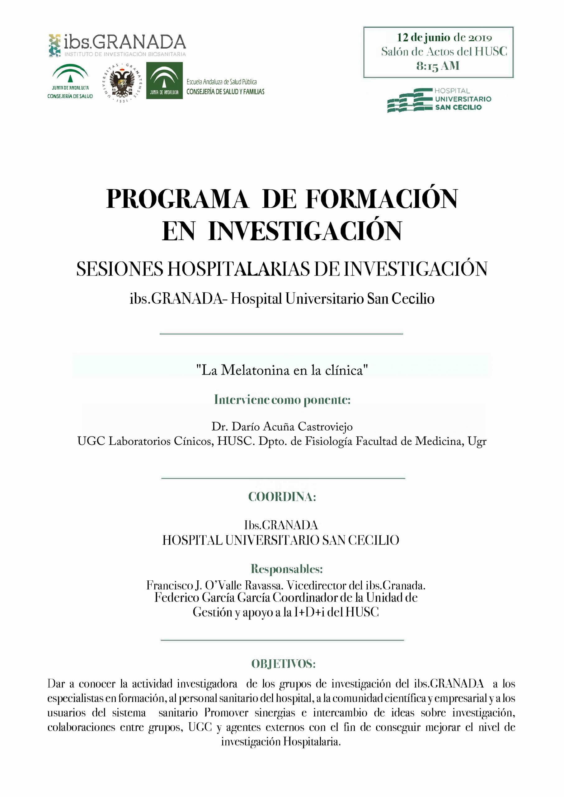 Sesión Hospitalaria: "La Melatonina en la clínica"