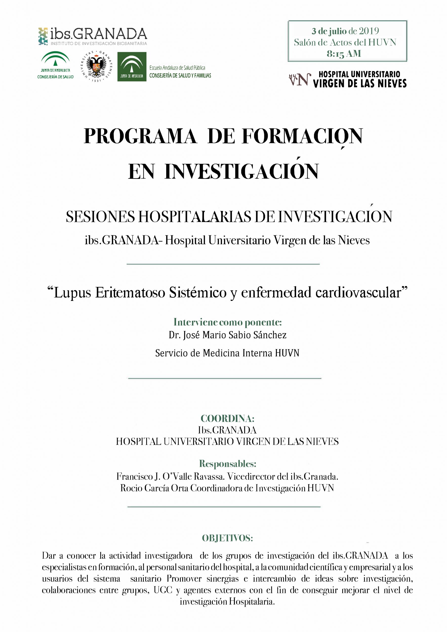 Sesión Hospitalaria: "Lupus Eritematoso Sitémico y enfermedad cardiovascular"