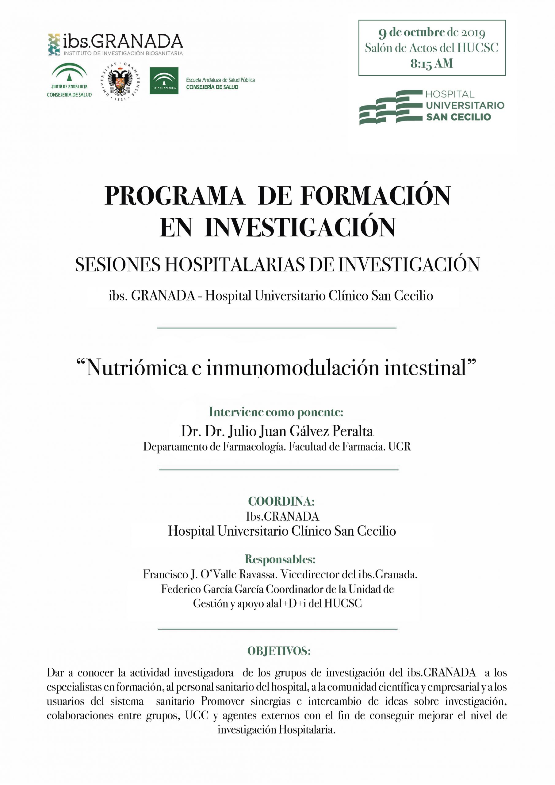 Sesión Hospitalaria: "Nutriómica e inmunomodulación intestinal"