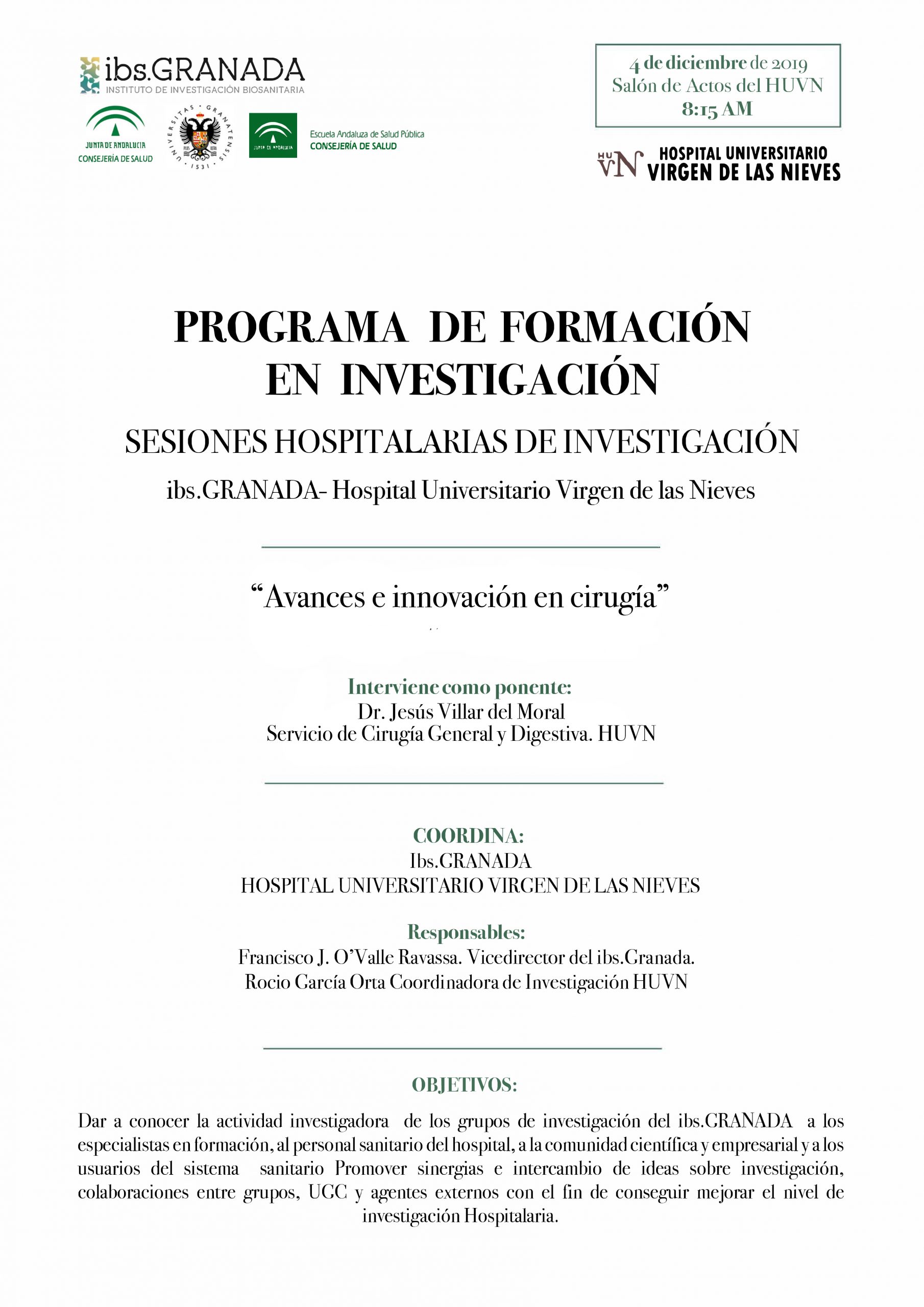 Sesión Hospitalaria: "Avances e innovación en cirugía"